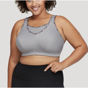 GLAMORISE No Bounce Camisole Sports Bra US 44C Soft Gray